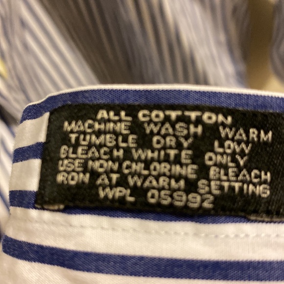 Men’s Jos A Bank cotton casual button down striped shirt 16 1/2, 36” sleeve - Picture 6 of 6